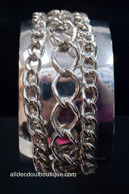 ADO | Silver Cuff Bracelet with Chains