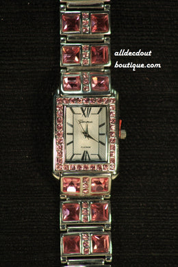 Large/Small Pink Rhinestones | Metal Band W/Clasp - All Decd Out