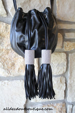 ADO | Drawstring Leatherette Purse with Bling Tassels - All Decd Out