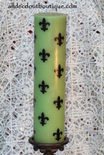 Pillar Candle Fleur De Lis Green Decor Candle