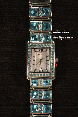 Large/Small Blue Rhinestones | Metal Band W/Clasp - All Decd Out