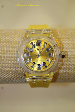 Yellow, Light Up Small Face | Silicone Band with Clasp