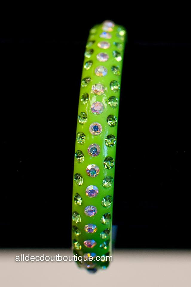 ADO | Thin Green Bangle Bracelet Embellished With Crystals