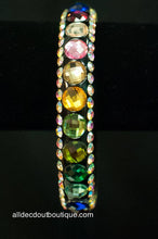 ADO | Thin Black Bangle Bracelet with Multi-Color Stones
