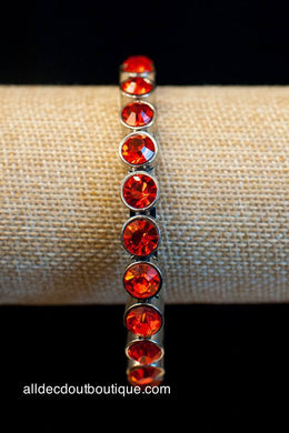 ADO | Silver Magnet Bracelet with Orange Rhinestones
