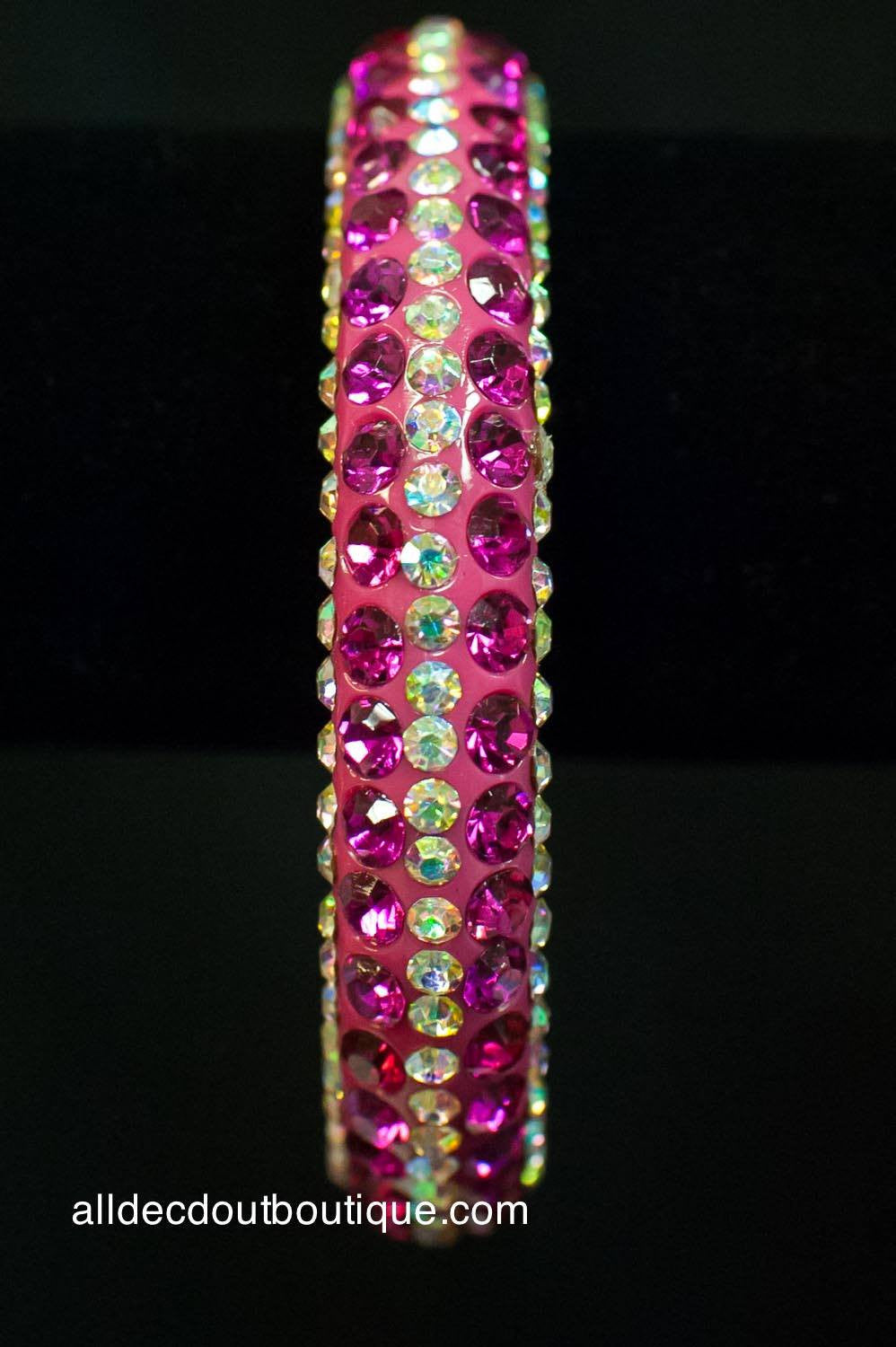 ADO | Pink Thin Bangle Bracelet with Crystal Rows