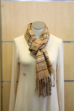 ADO | Cashmere Wrap Scarf Plaid Brown & Red - All Decd Out