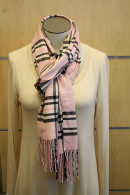 ADO | Cashmere Wrap Scarf Plaid Pink & Black - All Decd Out