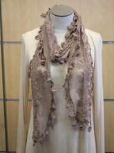 Ryu | Brown Lace Flower Trim Scarf
