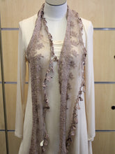 Ryu | Brown Lace Flower Trim Scarf