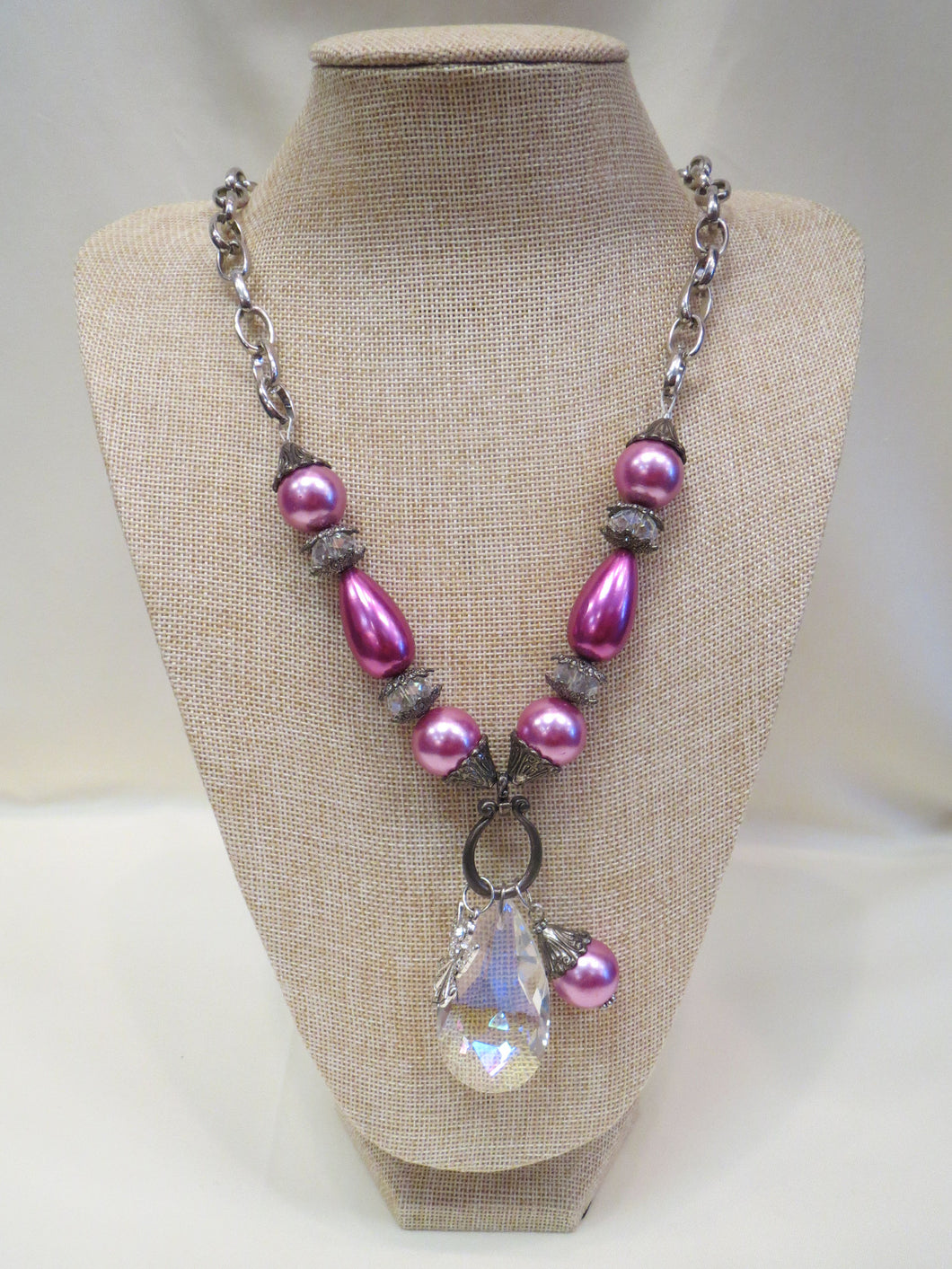 ADO Pink Pearl Necklace w/ Teardrop Crystal | All Dec'd Out