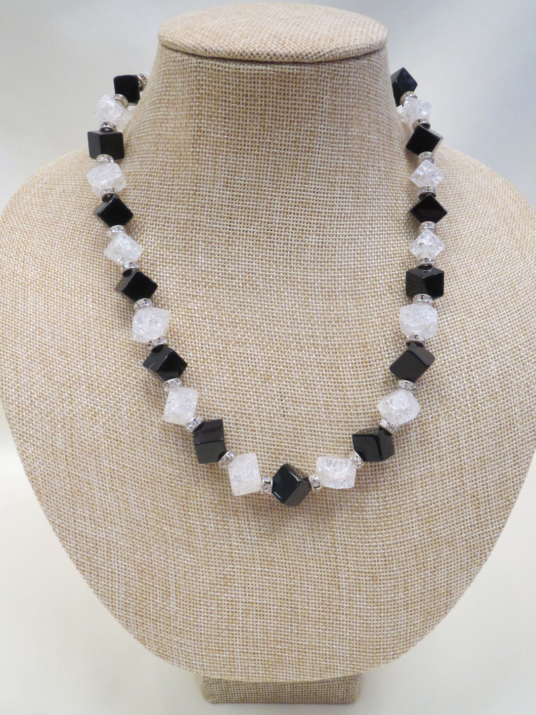 ADO Square Beads Black and White/Clear Necklace | All Dec'd Out