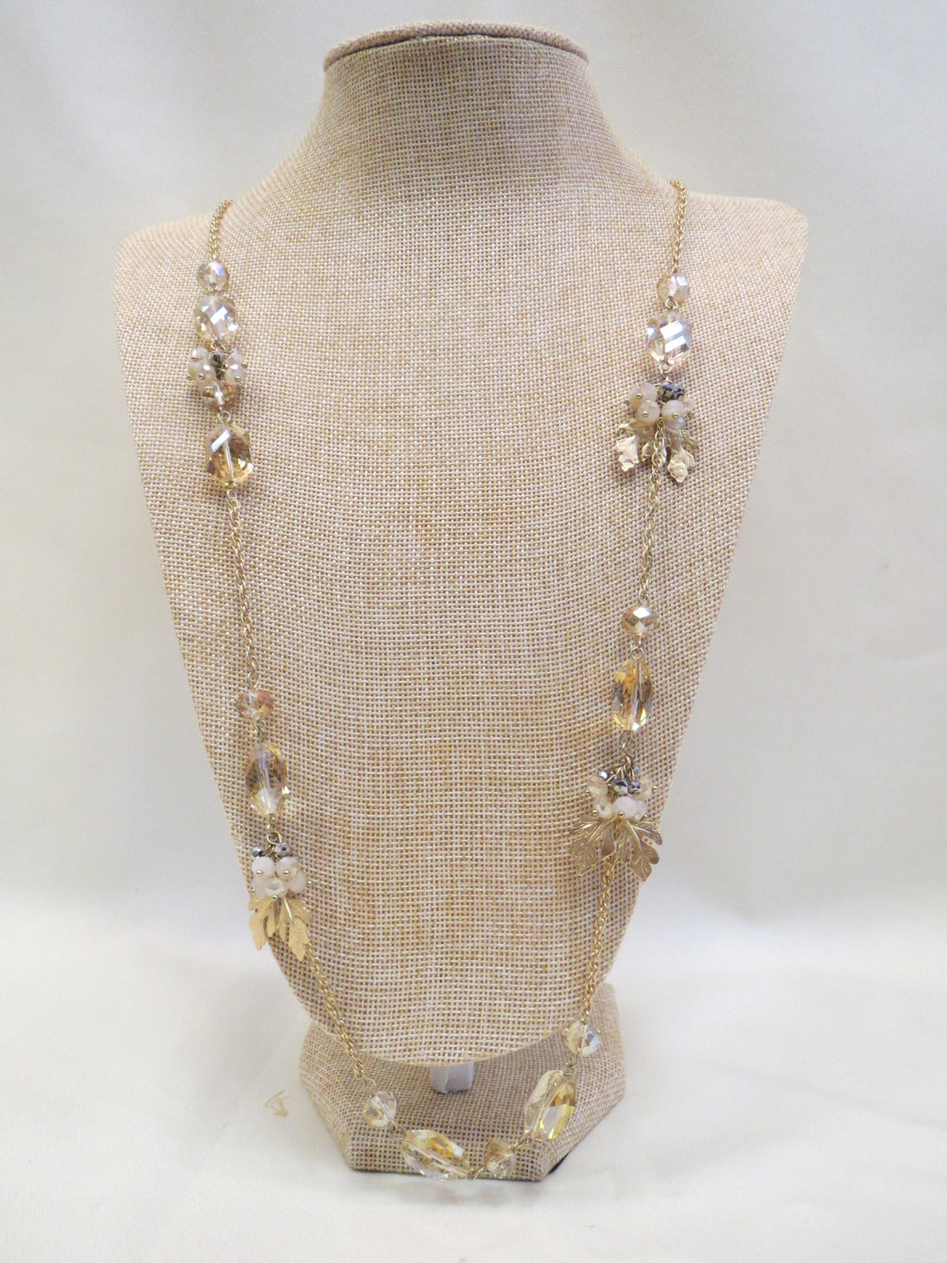 ADO | Gold Leaf & Beads Necklace Long - All Decd Out