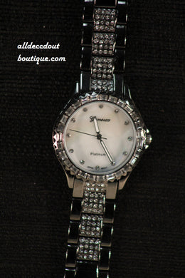 Chrome/White Clear Rhinestones | Metal Band W/Clasp - All Decd Out
