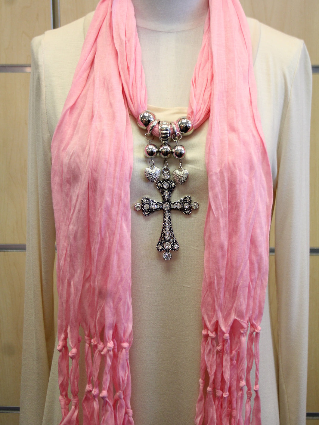 ADO Wrap Light Pink Peace Sign Scarf