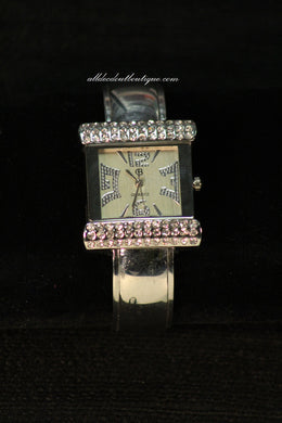 Silver/White Clear Rhinestones | Metal Band One Size
