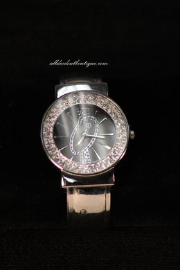 Silver/Black Clear Rhinestones | Metal Band One Size