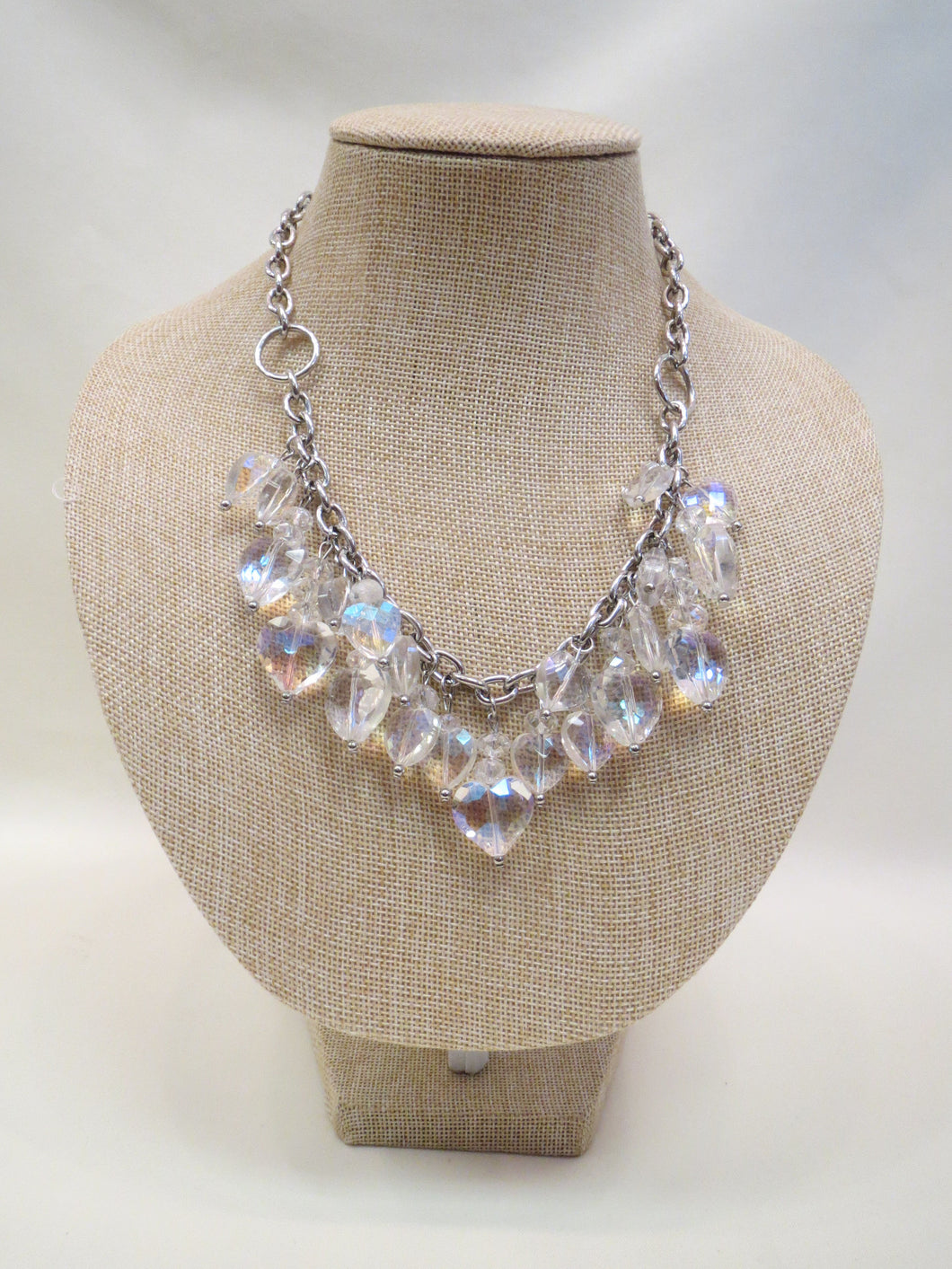 ADO | Heart Crystals Silver Chain Necklace - All Decd Out