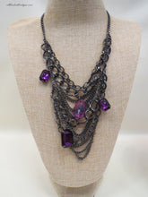 ADO Purple Stones Black Chain Bib Necklaces | All Dec'd Out