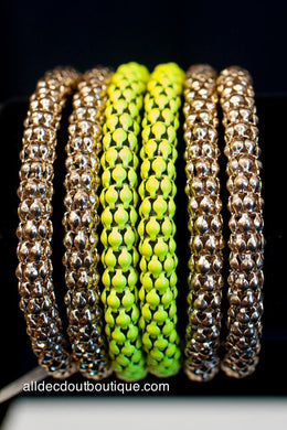 ADO | Gold & Yellow Wrap Around Mesh Bracelet - All Decd Out