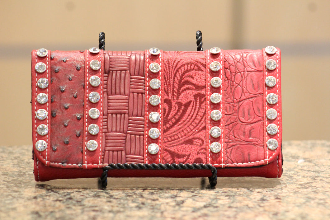 ADO | Bling Trifold Wallet Red - All Decd Out