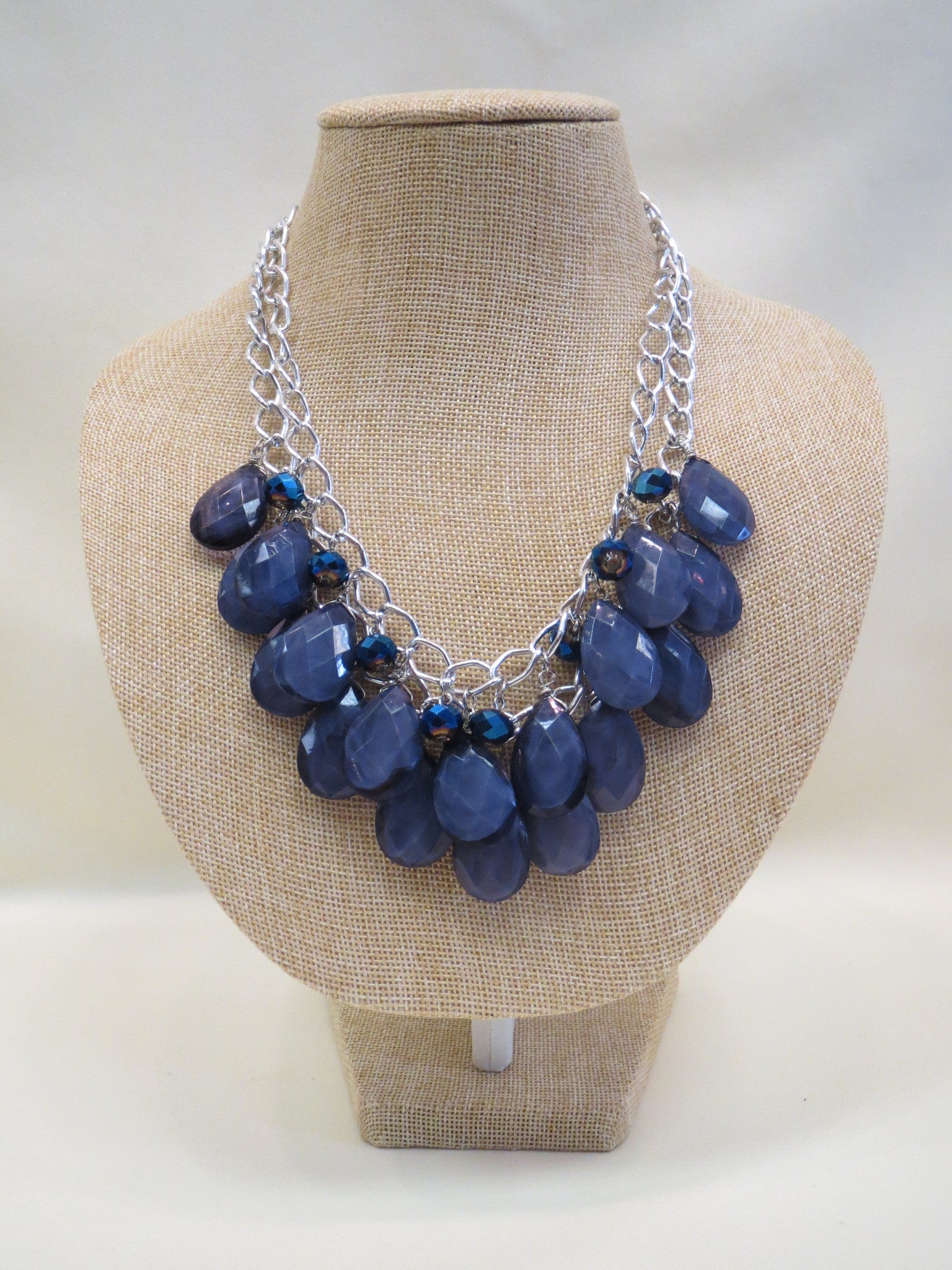 ADO Blue Double Layer Necklace Silver Chain | All Dec'd Out – All Decd Out