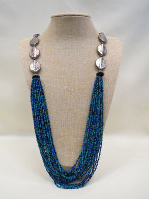 ADO Long Beaded Necklace with Silver Medallions | All Dec'd Out