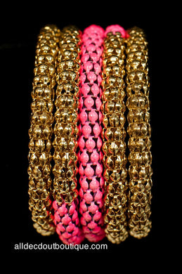 ADO | Gold & Pink Wrap Around Mesh Bracelet - All Decd Out