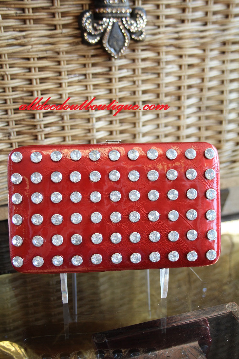 ADO | Bling Dark Red Clutch Wallet - All Decd Out