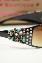 ADO | Customized Sunglasses Black with Cross & Bling Turquoise - All Decd Out