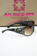 ADO | Customized Sunglasses Black with Cross & Bling Turquoise - All Decd Out