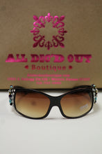ADO | Customized Sunglasses Black with Cross & Bling Turquoise - All Decd Out