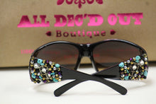 ADO | Customized Sunglasses Black with Cross & Bling Turquoise - All Decd Out
