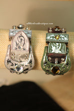 Camouflage/White Silver Studs & Clear Rhinestones | Leather Band with Buckle Clasp