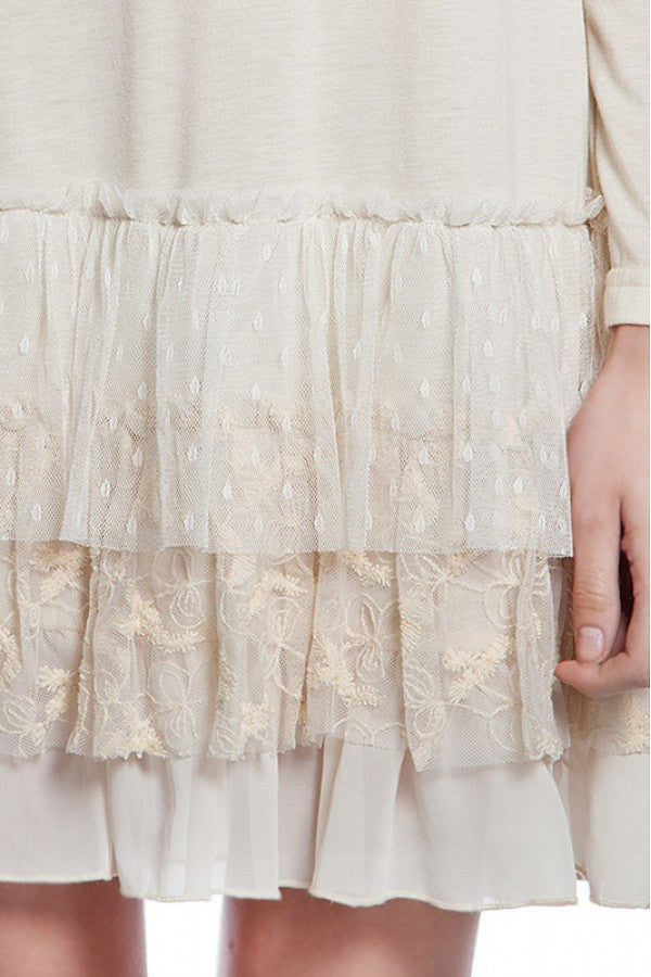 A'reve Slip Dress Long Sleeve Cream