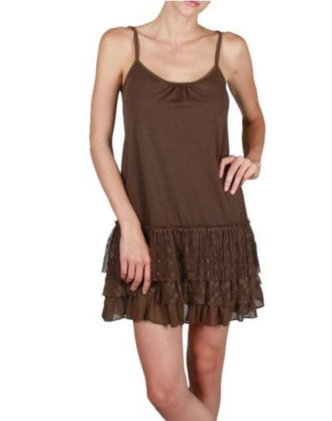 A'reve | Lace Slip Dress Brown - All Decd Out