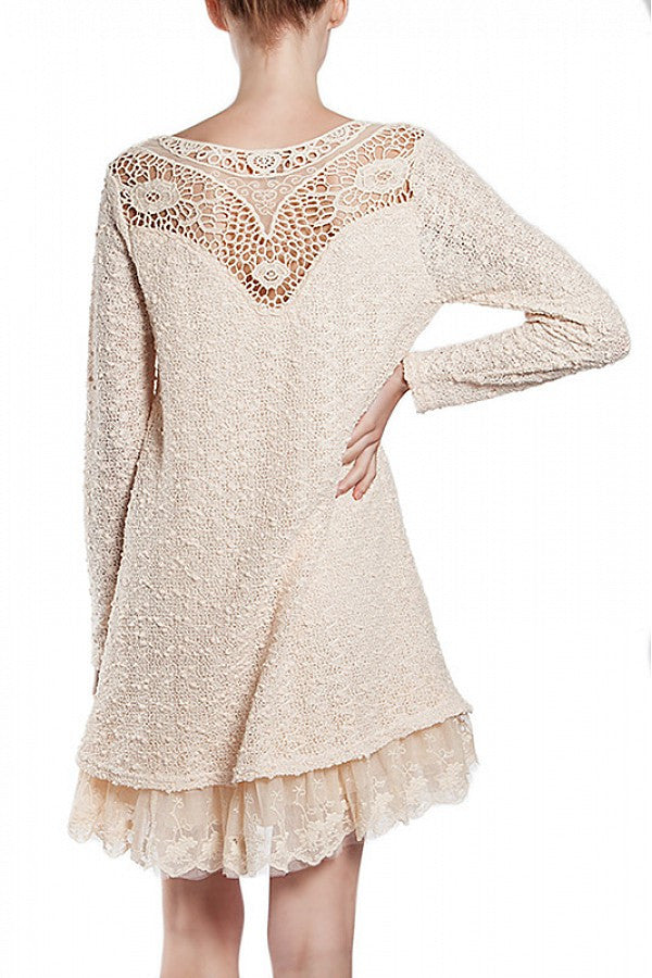 Sweater dress with lace trim discount