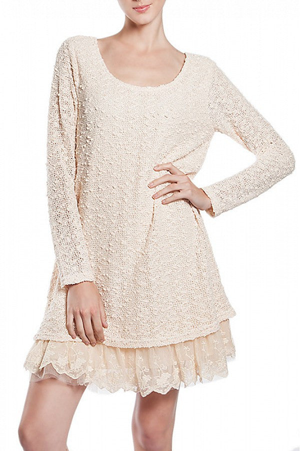 A'reve Lace Trim Sweater Dress Cream | All Dec'd Out Small / Cream A'reve Lace Trim Sweater Dress Cream | All Dec'd Out Small / Cream