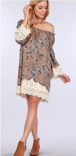 Blu Pepper Lace Trim Paisley Print Tunic Dress | All Dec'd Out Medium Blu Pepper Lace Trim Paisley Print Tunic Dress | All Dec'd Out Medium
