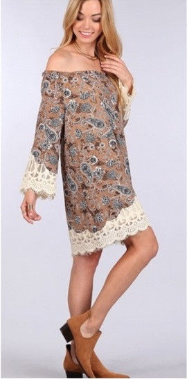 Blu Pepper Lace Trim Paisley Print Tunic Dress | All Dec'd Out Medium Blu Pepper Lace Trim Paisley Print Tunic Dress | All Dec'd Out Medium