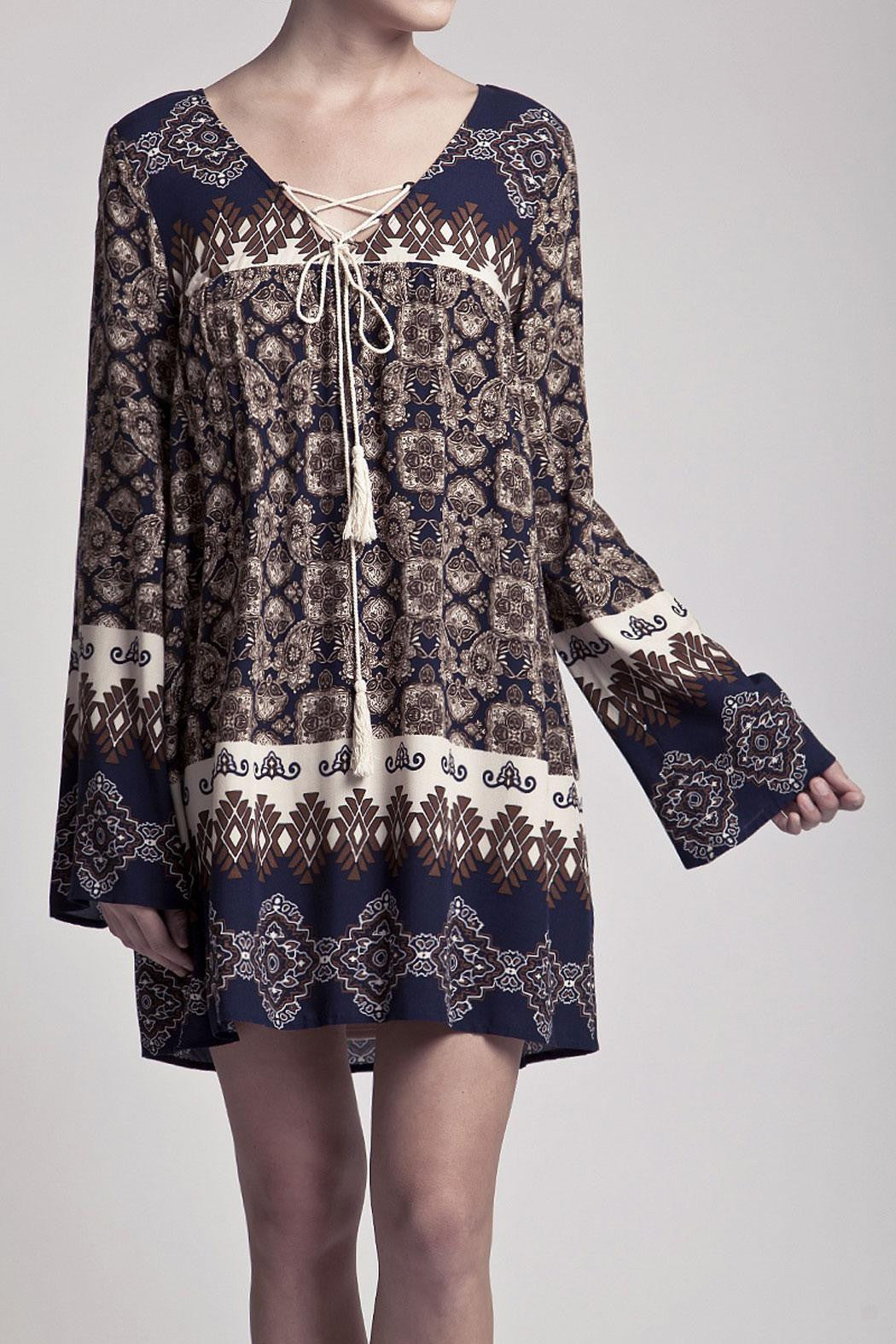 boho tunic dress Blu Pepper Navy Boho Tunic Dress