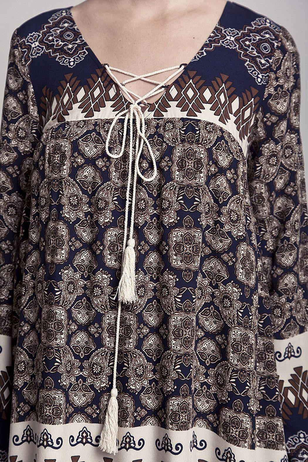 Blu Pepper Navy Boho Tunic Dress