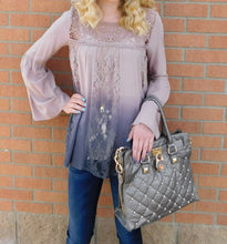 Blu Pepper Flare Sleeve Lace Detail Ombre Top | All Dec'd Out