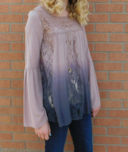 Blu Pepper Flare Sleeve Lace Detail Ombre Top | All Dec'd Out