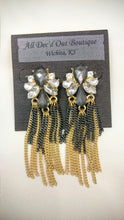 ADO | Fringe Statement Earrings Gold & Grey - All Decd Out