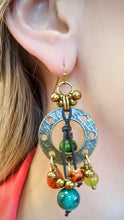 Treska | Metal Disc Earrings with Dangle
