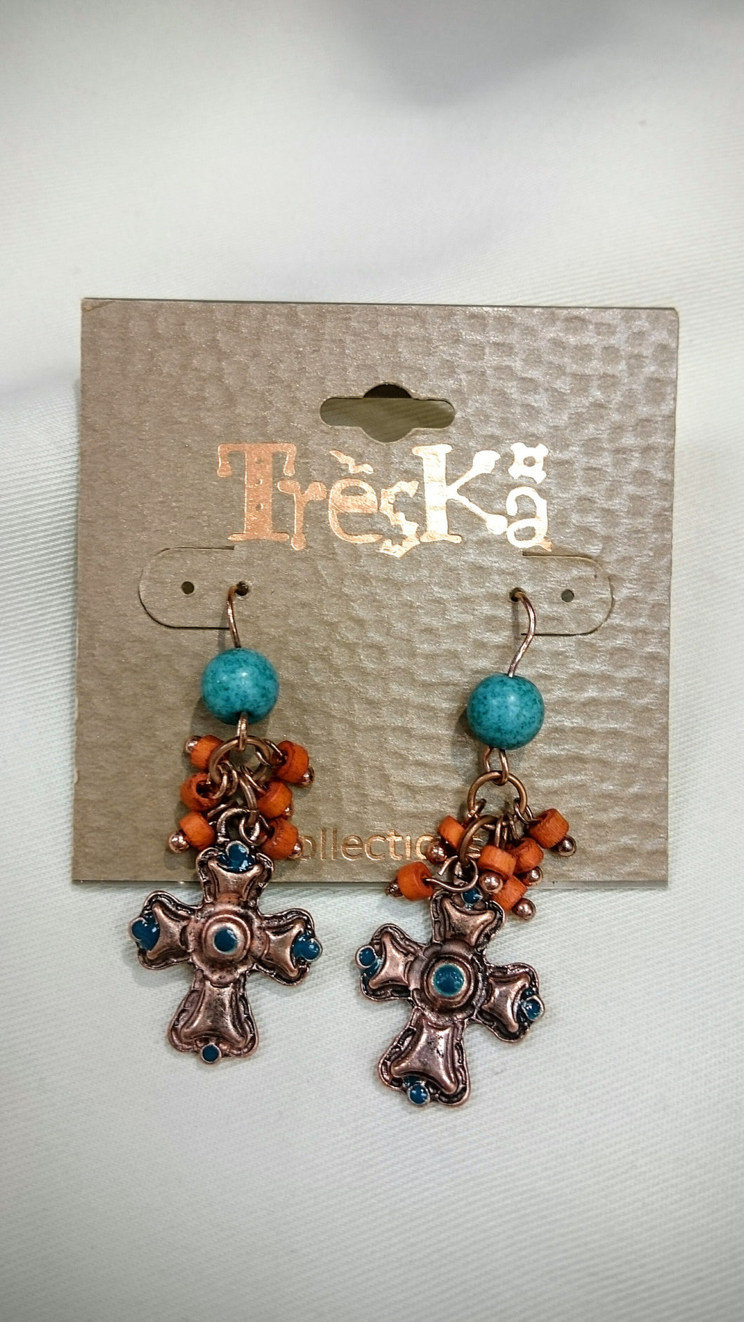 Treska | Cross & Cluster Drop Earrings
