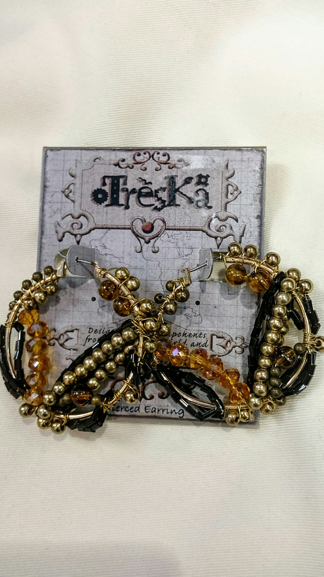 Treska | Leopard Tribal Beaded Hoop Earrings