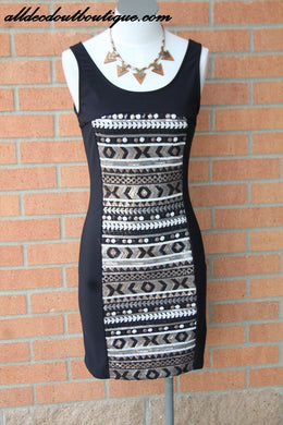 Double Zero | Sequin Black Body Dress