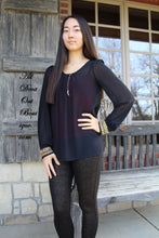 Double Zero | Black Sheer Top with Gold Chain Cuffs